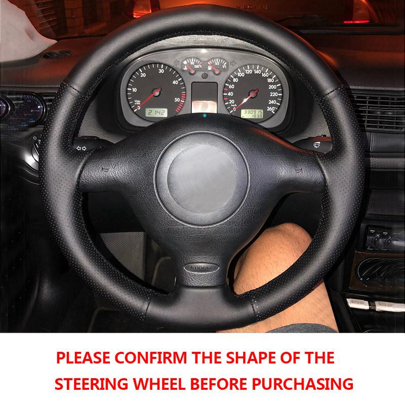 Car Microfiber Leather Steering Wheel Cover Trim For VW Golf 4 MK4 Passat B5 Polo Bora Sharan Seat Leon Skoda Fabia MK1 1998-04
