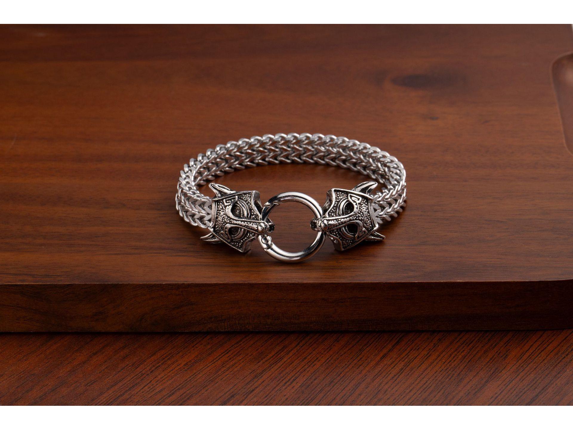 

Мужской ретро панк браслет из нержавеющей стали со змеей и головой зверя - Устойчивый к выцветанию