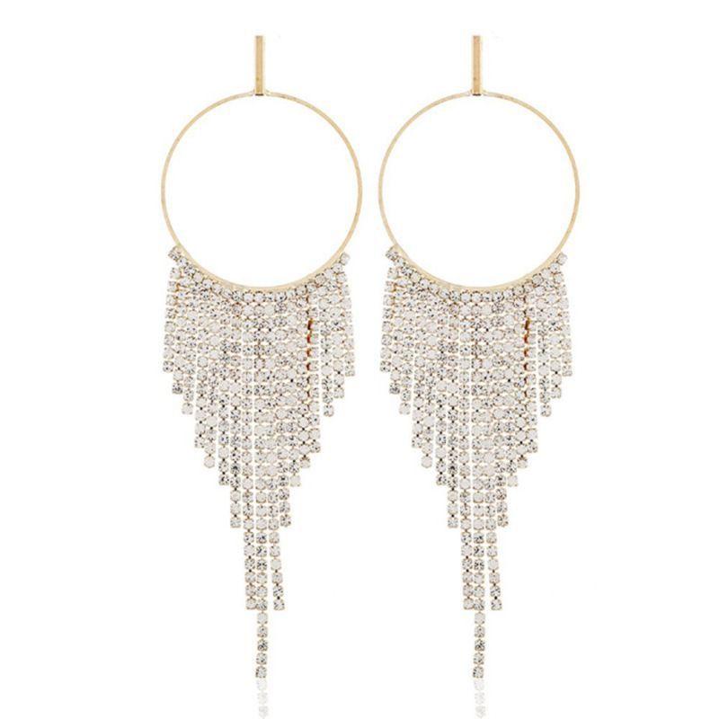 Geometric Sparkling Water Diamond Hoop Earrings For Women Spring