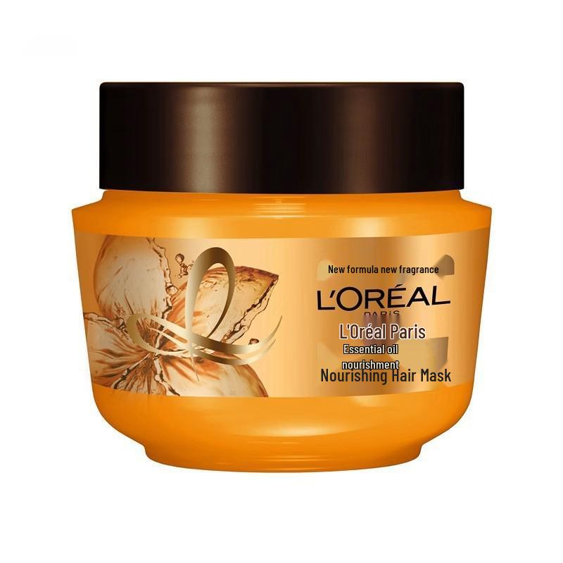 L'Oréal Nourishing Hair Mask 250ml - Essential Oil for Softening, Smoothing, Repairing, and Nourishing Frizzy Hair.