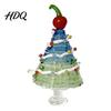 Small Christmas Ornament for Desk Glazed Tree Figurine Colorful Miniature Xmas Decor Handcrafted Glass Craft Display Table Centerpiece Home
