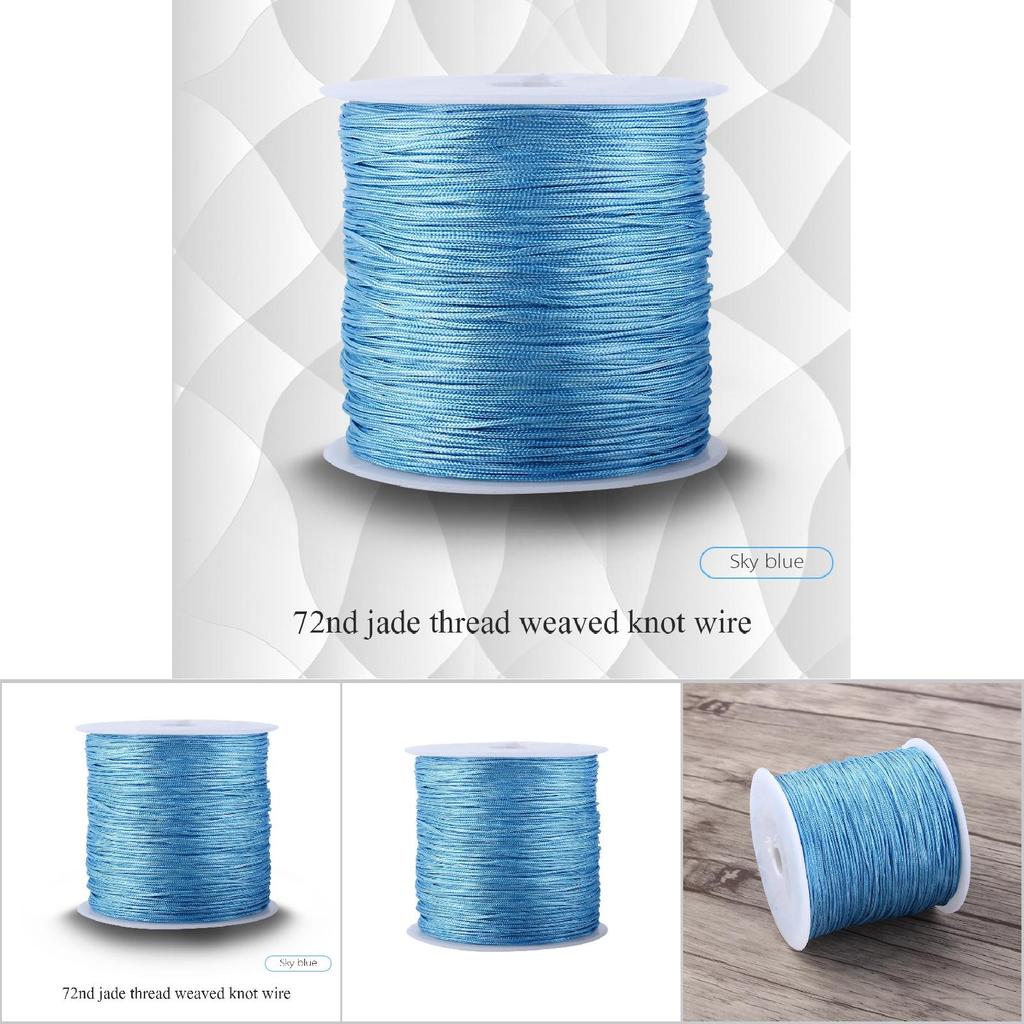 100M X 0.8mm Nylon Chinese Knot Cord Rattail Macrame Shamballa Thread String Sky Blue