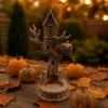 Halloween Themed Room Accessories 3D Printed Tree House Ornament with Pumpkin, Spooky Table Desktop Landscaping Props Centerpiece, Dead Figurine