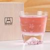 Fuji Tajima Glass Sakura Rocks Glasses x 2 Pair Set Grand Prix Edo Edo 60th Overseas Celebration Made in Paulownia Wood Includes Views of Mount Fuji x