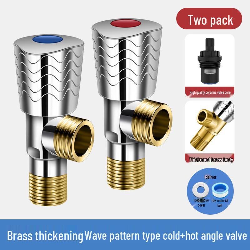 Universal All-Copper Dual Outlet Angle Valve for Household Hot/Cold Water Systems