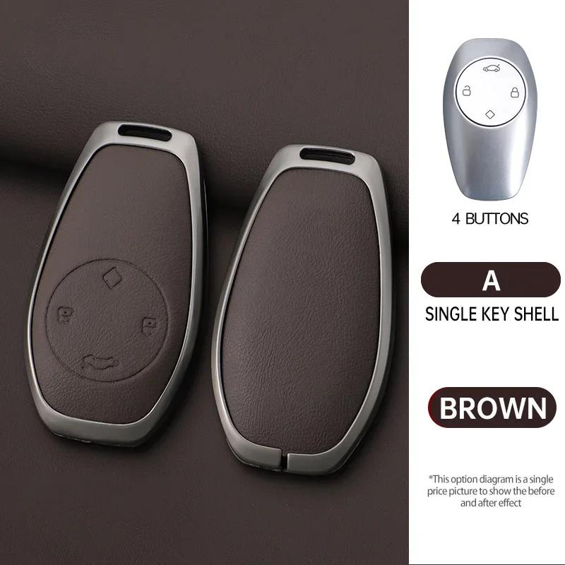 

Zinc Alloy Leather Car Remote Key Case Cover Protect Shell Bag For Leapmotor T03 S01 C11 4 Button Accessories