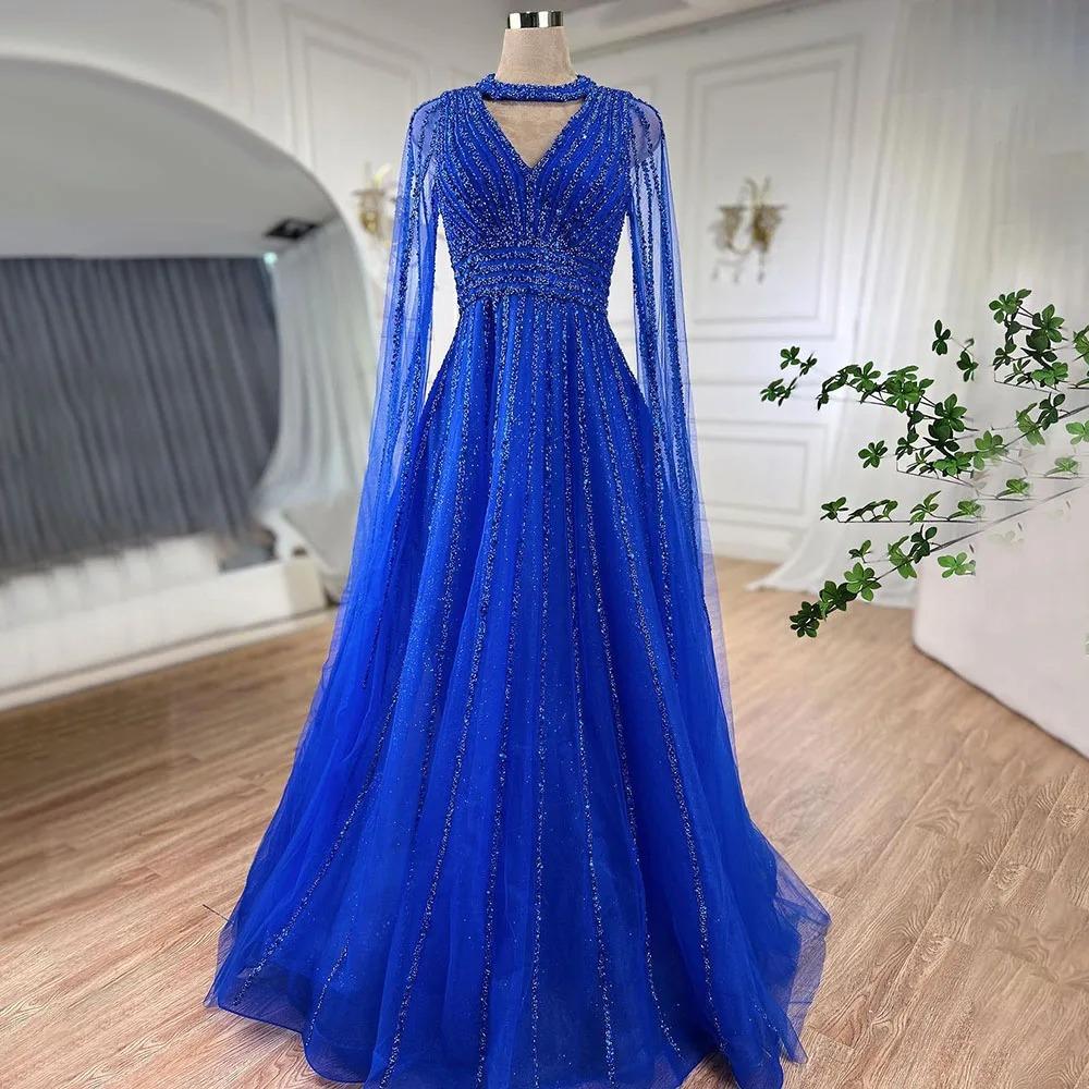 European and American elegant flying sleeves A-shaped skirt evening dress performance support banquet performance long dress LA11111