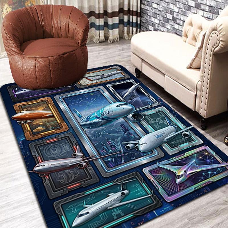 Aircraft Innovations Showcase Pattern Rug Floor Mat for Living Room or Bedroom Soft and Comfortable Carpet a Gift for Birthday and Holiday.