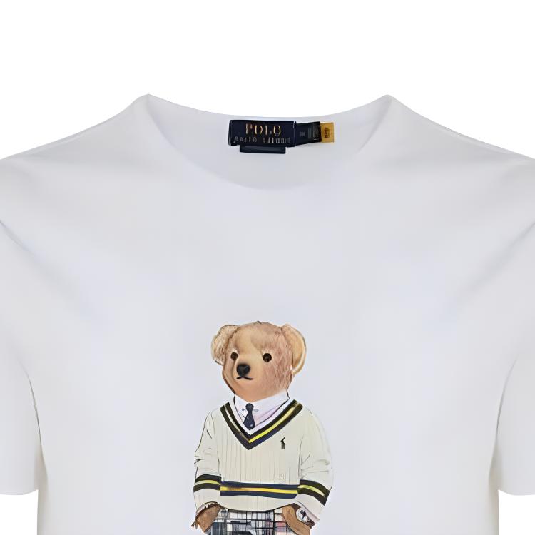 Polo Ralph Lauren SS23 Bear Logo Print Crew Neck Simple Short Sleeve T-Shirt Men T-Shirt White 710853310-018