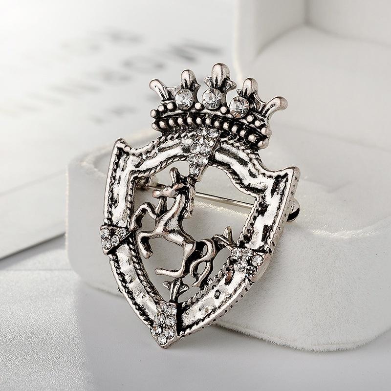 

Colaxi Кристалл Королева Корона Винтаж Брошь Значок Лошади Мужчины Ментальные Броши Джерелли античный серебряного