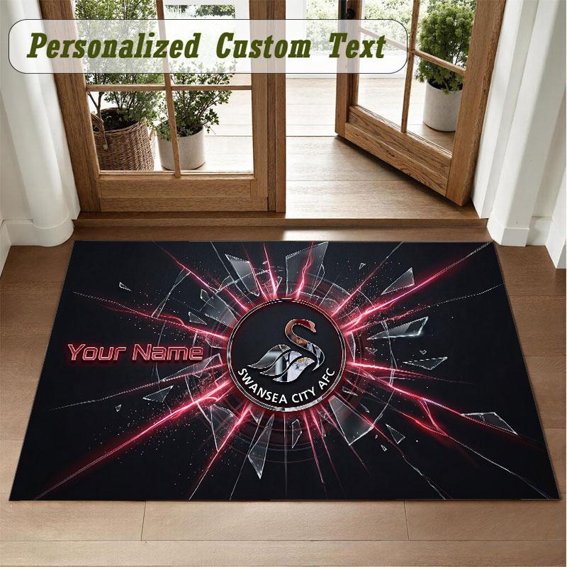 Crystal Velvet Square Rug Custom NameSwansea City FC Pattern Non Slip Home Floor Decor Rug
