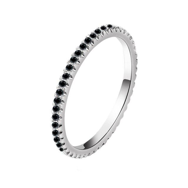 New Trendy Rainbow Simulated Diamond Stackable 925 Sterling Silver Eternity Ring for Women Wedding Finger Band Gift Z30