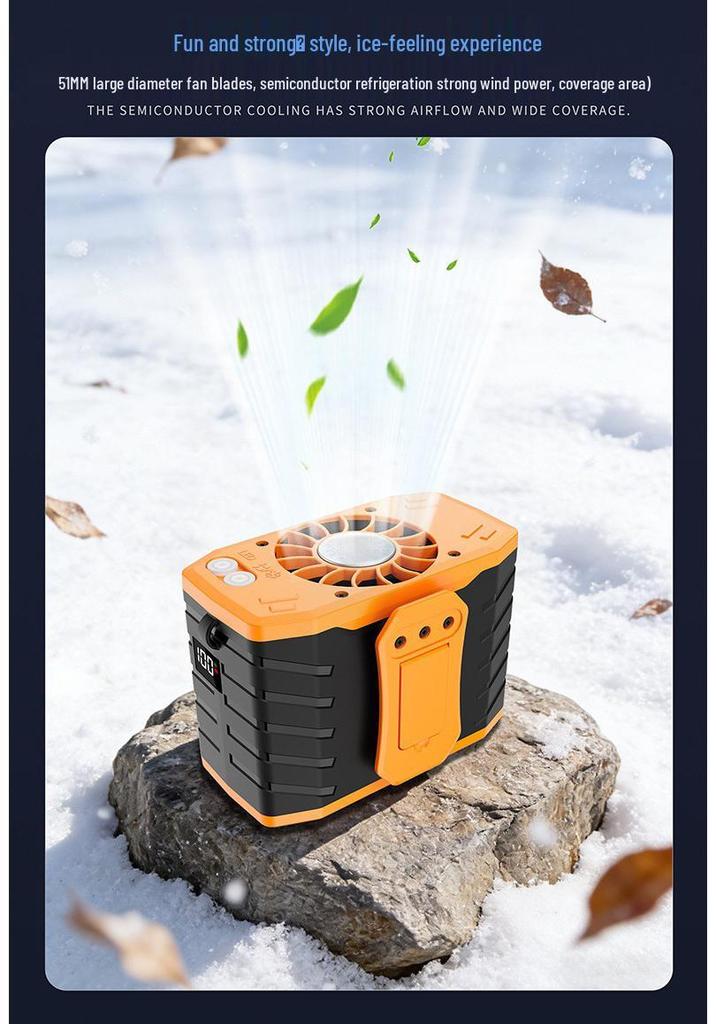 Portable Waist-Hanging USB Fan with Large Battery and Semiconductor Cooling - Ideal for Outdoor and Construction Use