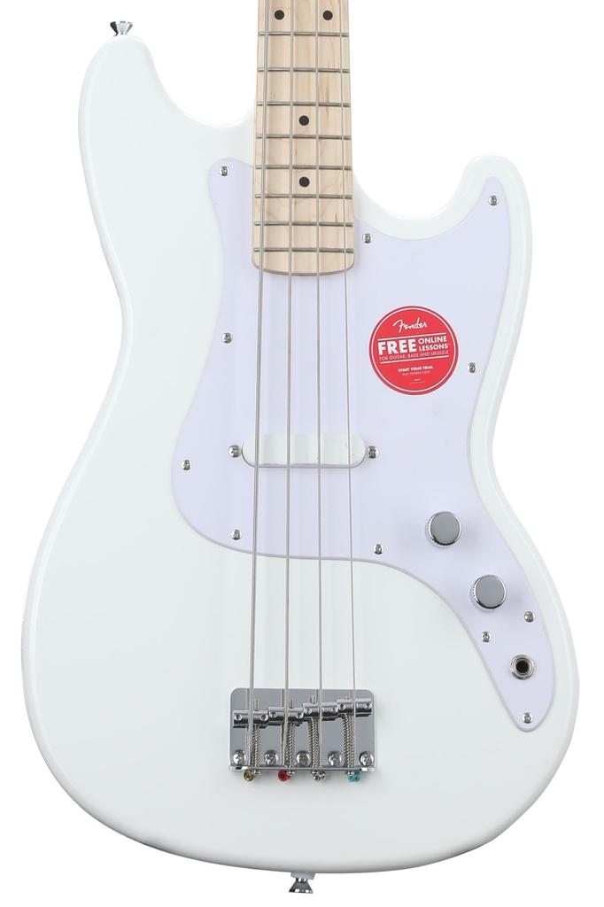 Squier by Fender Fender Squier Electric Bass Squier Maple White Arctic White Soft Case Included Sonic™ Bronco™ Bass, Fingerboard, Pickguard,
