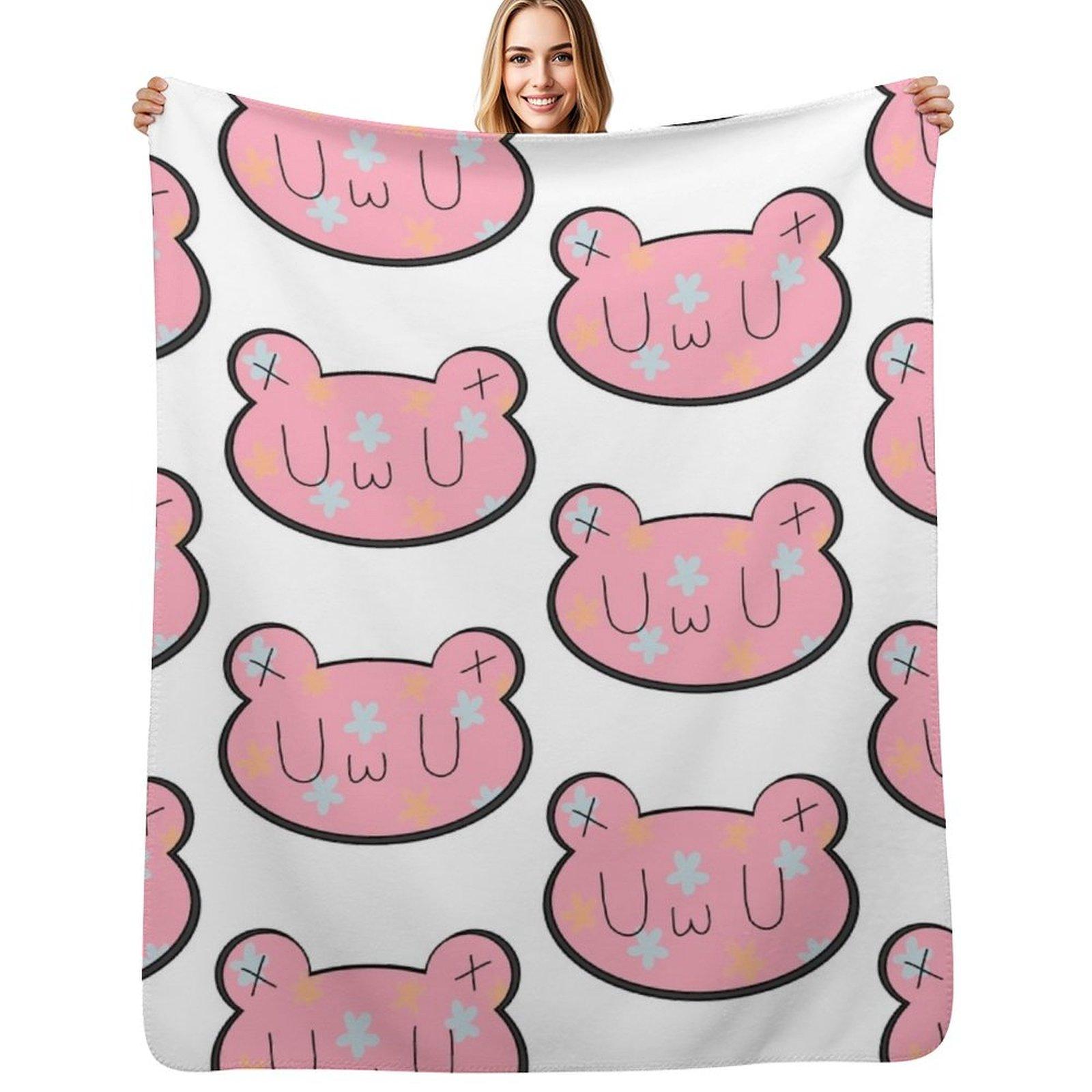 UwU flower bear Throw Blanket Cozy Throw Blanket for Bed Sofa Chair 102x76cm(40x30in)