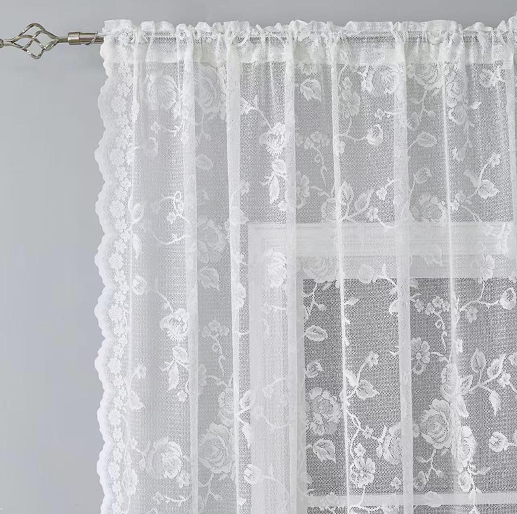 2026 Rose Spitze Welle Blickdichter Vorhang für Wohnzimmer, Balkon und Schlafzimmer