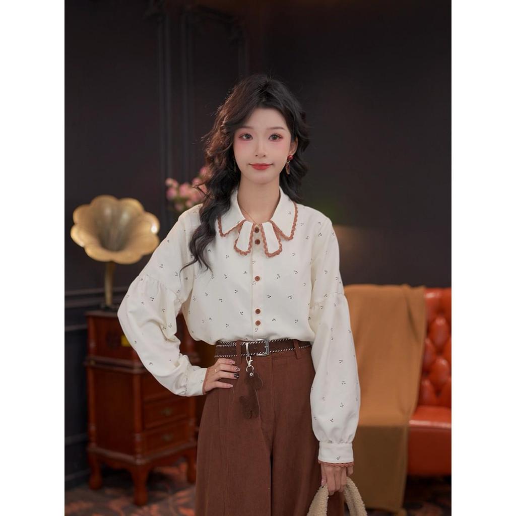 Sisi Vintage 25th Autumn/Winter Loose Fit Hong Kong Style Long Sleeve Women's Shirt #G14564