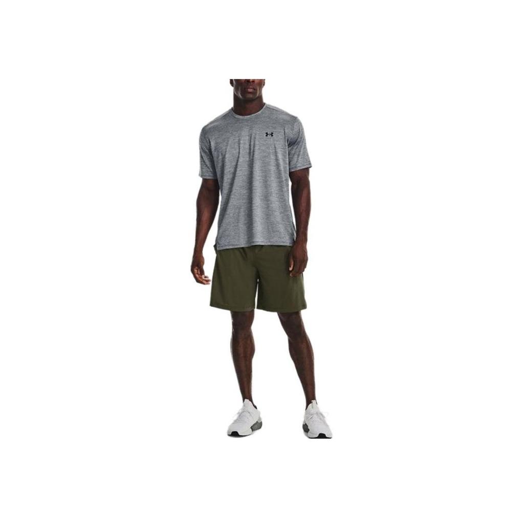 Under Armour Solid Color Crew Neck Pullover Logo Print Short Sleeve T-Shirt Men T-Shirts Asphalt-Gray 1376791-012