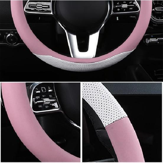 Steering Wheel Cover, Microfiber Leather Vehicle Steering Wheel Protector Pink