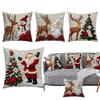 4pcs Christmas Pillow Covers Elk Bunny Decoration Skin-Friendly Soft Pillowcase Linen Pillow Couch Pillow Covers 45x45cm
