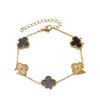Stainless Steel 18K Double-Sided Mother-of-Pearl Four-Leaf Clover Bracelet for Men & Women - Simple Colorfast Jewelry