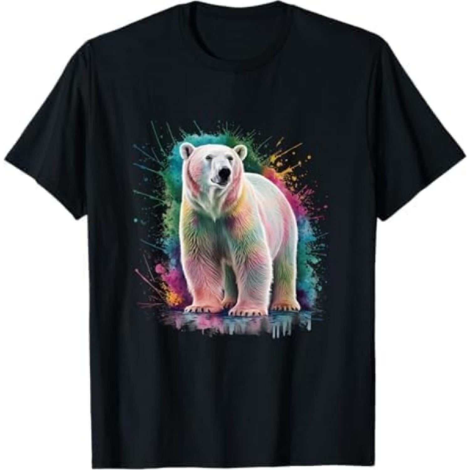 Polar Bear Men Woman Colorful Watercolor Polar Bear T-Shirt MPU Mens Womens Longsleeve Sweatshirt Hoodie Black XXXXXL разноцветный