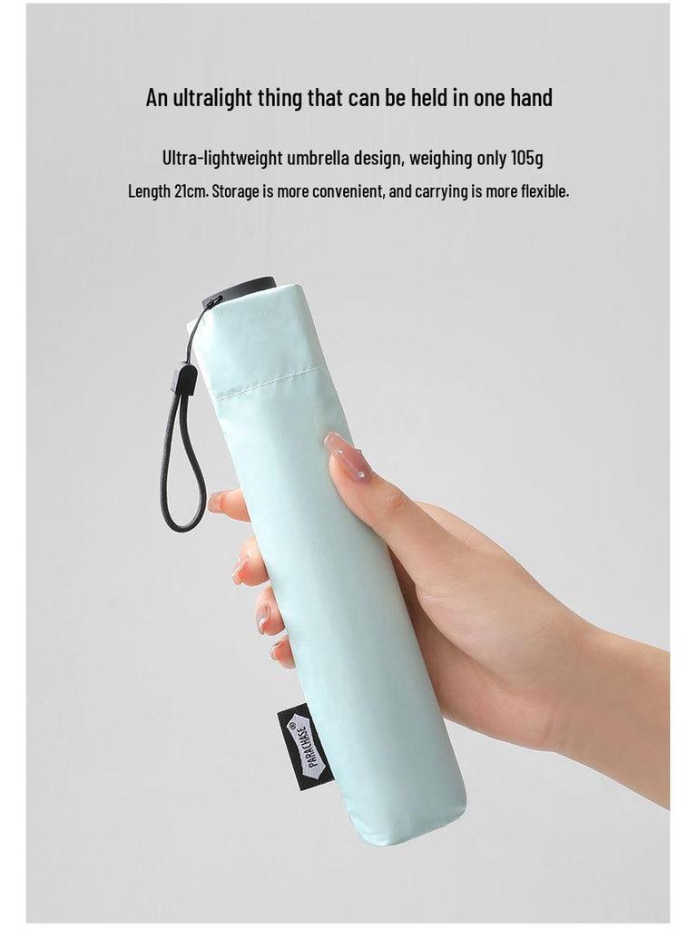 PARACHASE 105g Ultraleichter Faltbarer Schirm mit Schwarzkleber: Anti-UV, Tragbar & Perfekt für Sonne und Regen. Ideal für Frauen.