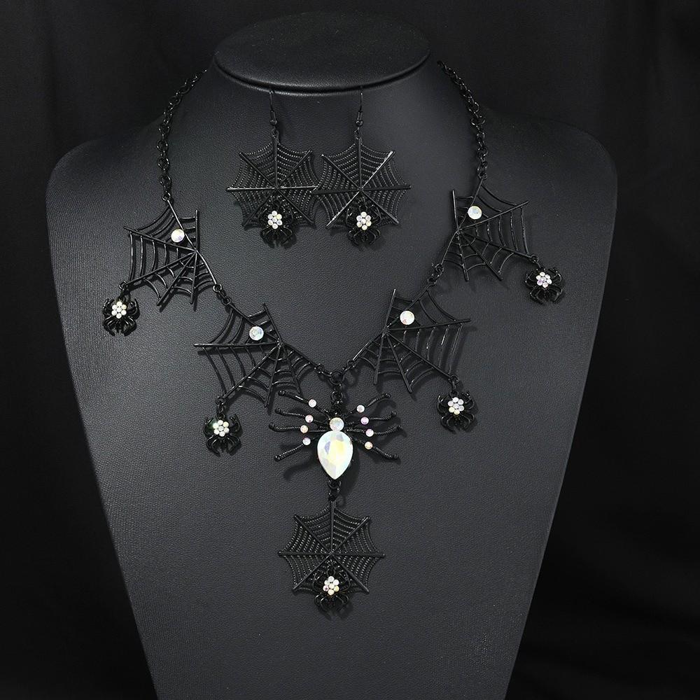 Rhinestone Gothic Spider Necklace Dark Gothic Black Choker Necklace  Witch Costume