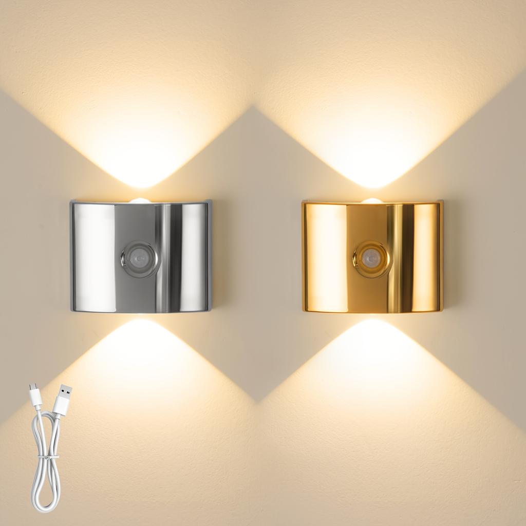 2pcs Portable LED Wall Light, Magnetic Installation, Small Night Light with Motion Sensor, Automatic On/Off, Battery Powered (1200Mah)