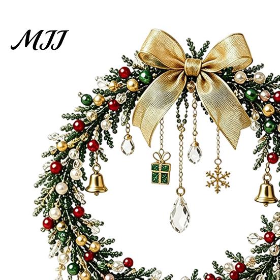 Fun Bead Projects for All Ages Beaded Christmas Wreath DIY Kit, Holiday Craft Kit with Colorful Beads Decorative & Ornament Charms, Seasonal