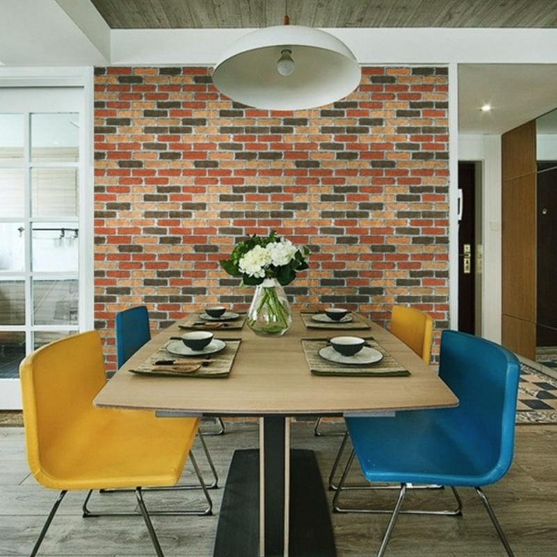 HaoHome Realistic Brick Wallpaper Vinyl Peel and Stick Wallpaper Waterproof Self-Adhesive Stone Wallpaper Sticker for Wall Deco