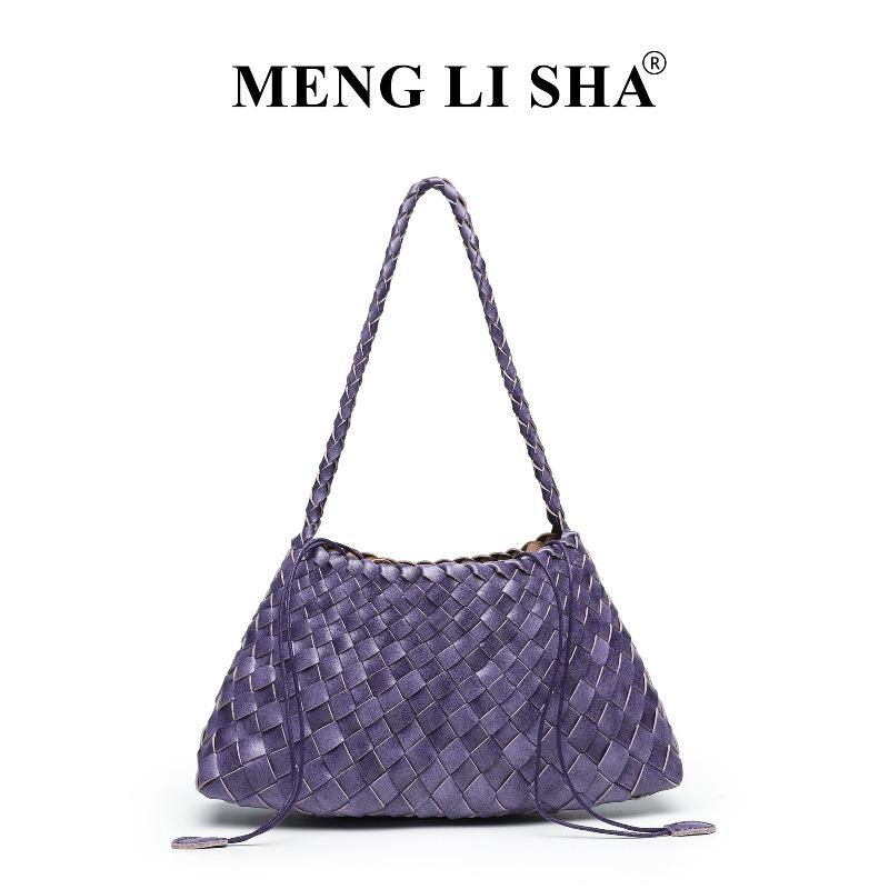 Handgewebte Tasche Retro Tragbarer Gemüsekorb Tasche Vielseitig Achsel Schulter Mutter und Kind Tasche