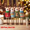 16Pcs 2D Colorful Christmas Reindeer Wooden Pendant Ornament Cartoon Christmas Tree Hanging Decoration For Home New Year Gift