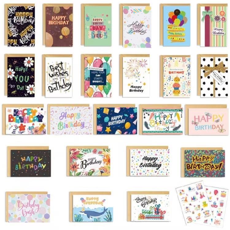 24 Pcs 3D Birthday Card with Envelope 3D Cake Birthday Card Greeting Cards for Husband