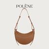 Polen Paris Niche Lychee Grain Crescent Leather Shoulder & Crossbody Bag for Women