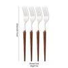 4/20Pcs Imitation Wooden Handle Cutlery Set Brown Silver Dinnerware Set Knife Fork Spoons Tableware Stainless Steel Flatware