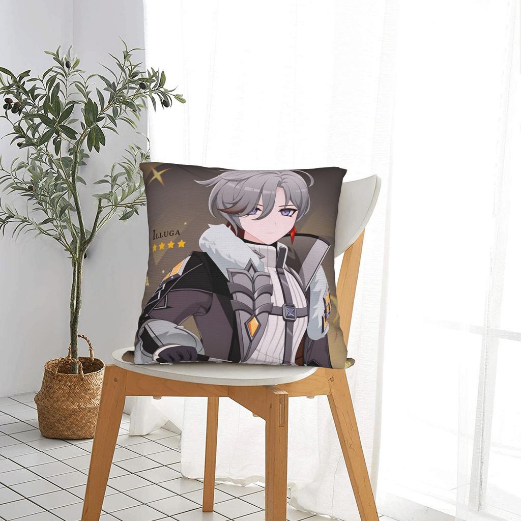 Pillow Cover Genshin Impact Illuga Game Retro Trendy Pillow Case For Couch Sofa Bedroom Pillowcases