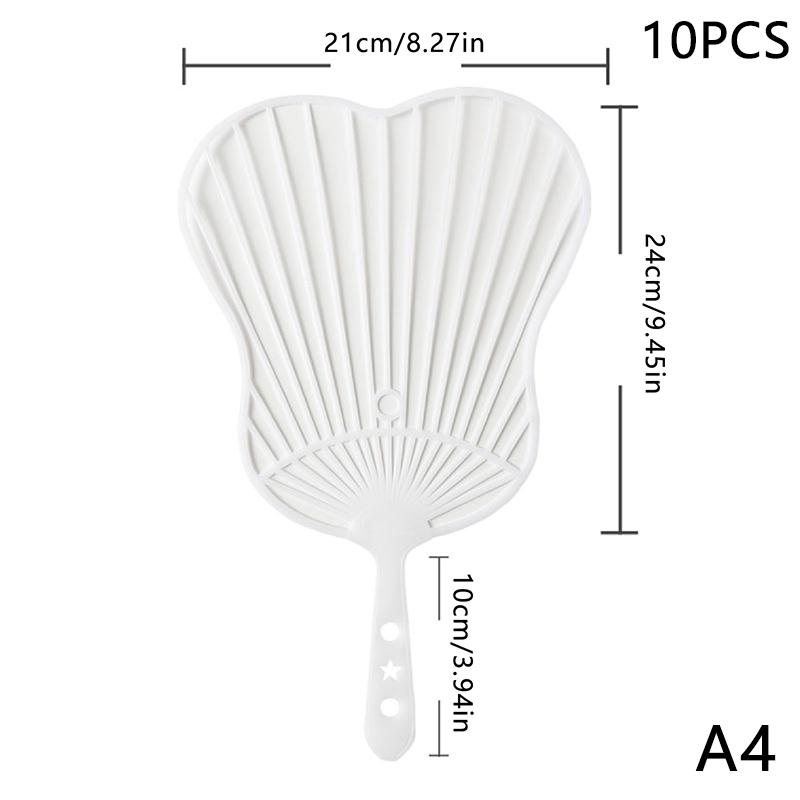 10-Piece White Plastic Creative Durable Japanese Fan Uchiwa Diy Kit Fan Framework For Crafts Hand Fan Making