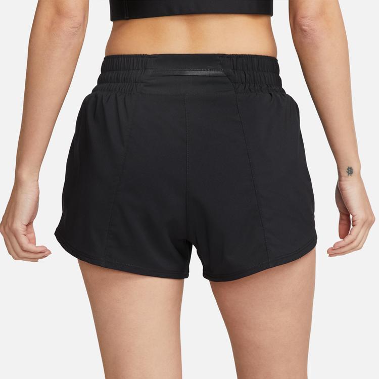 Nike Dri-Fit One Solid Logo Waistband Straight Leg Shorts Women Bottoms Black DX6011-010