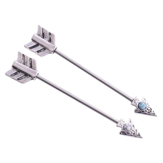 Retro Arrow Industrial Scaffold Bar Ear Cartilage Helix Barbell Piercing Jewelry