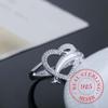 Hochwertiger Delfin Herz Kristall Unendlichkeit Partnerring 925 Sterling Silber Ringe für Damen Herren Bague Argent 925