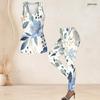 Women Plus Size Two Piece Set Scoop Neck Sleeveless Floral Printed Longline Tank Top Fitted Pants
