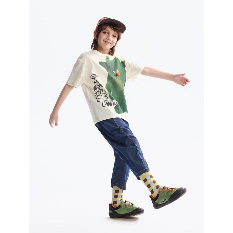 [Monster Series] Mqd Boys' Cartoon Short-Sleeved T-Shirt Summer New Top Kidsren's Bottoming Shirt T-Shirt