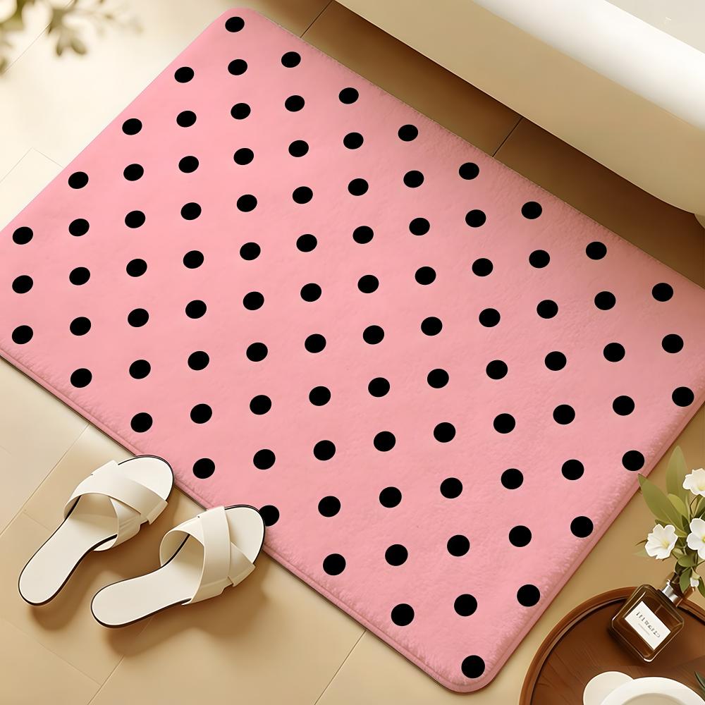 Dot Pattern Floor Mat Soft Flannel Rug Non-Slip Absorbent Mat For Bathroom Bedroom Home Decor