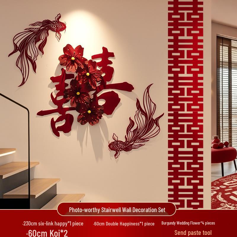 Conjunto de Decoração de Casamento: Decoração Lateral, Escadaria, Fundo de Parede, Quarto Lateral Masculino e Layout do Pátio