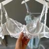 Nuevo popular sexy encaje transparente ropa interior para pecho pequeño traje de mujer taza ultrafina aro de acero suave sin esponja cubierta de sujetador transpirable