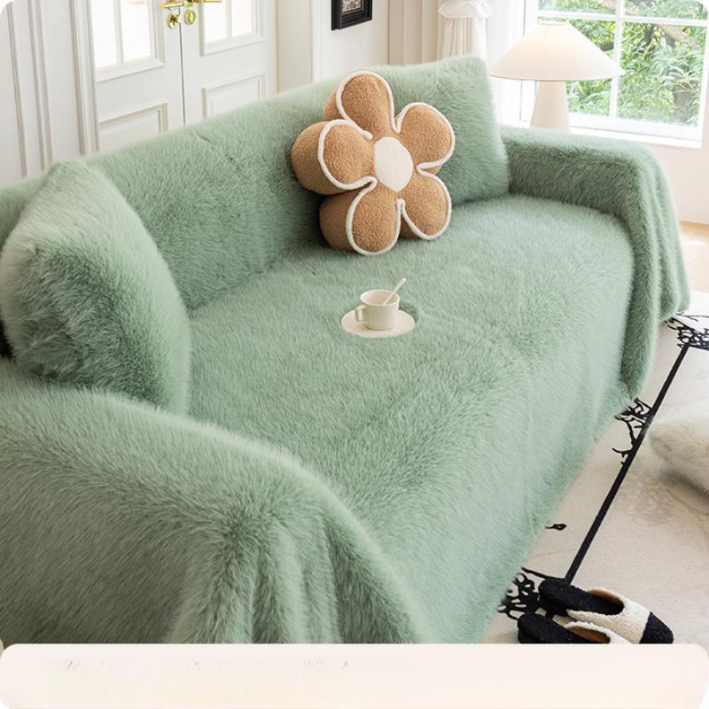 Winter Thickened Warm Mink Velvet Sofa Cover Cloth New Cushion Integrated Cover Blanket Cover Cloth