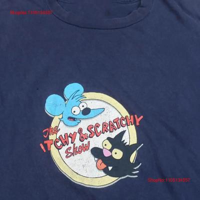 Vintage The Itchy Scratchy Show Navy All Size T Shirt AQ Vintage Washed Breathable Versatile Fashion Graphic Stylish Unisex