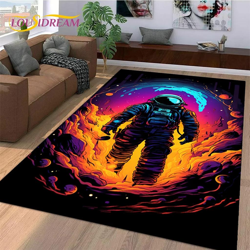 Alfombra de dibujos animados de astronauta, universo de sueños, astronauta, espacio exterior, para dormitorio, sala de estar, sofá, decoración, alfombra de piso de gran tamaño