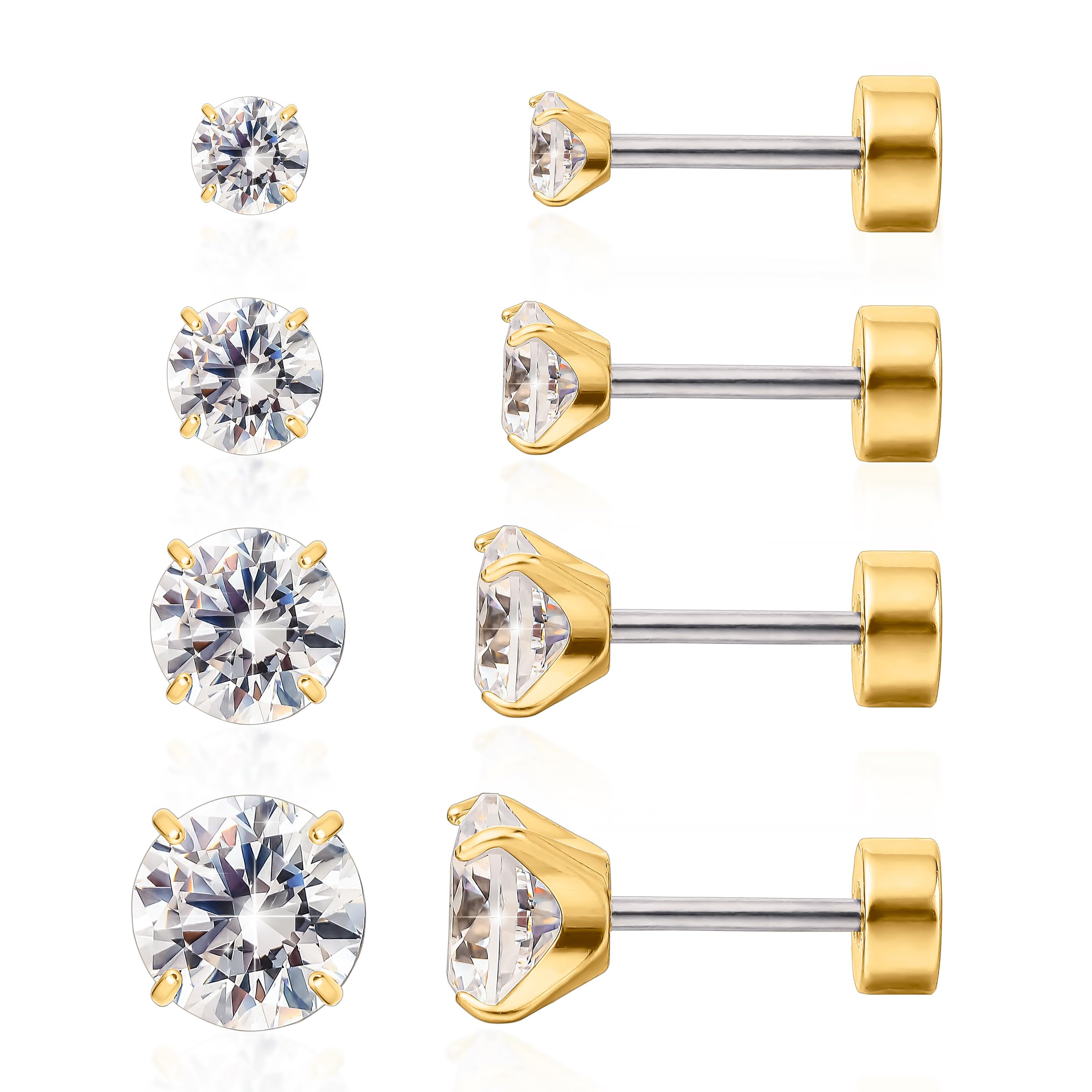 

Limerencia Pure Titanium 4 Pairs Medical Screw Second Cartilage Piercing Unisex Piercings, Piercings, Backs, Hypoallergenic, Titanium, Piercings, Set,